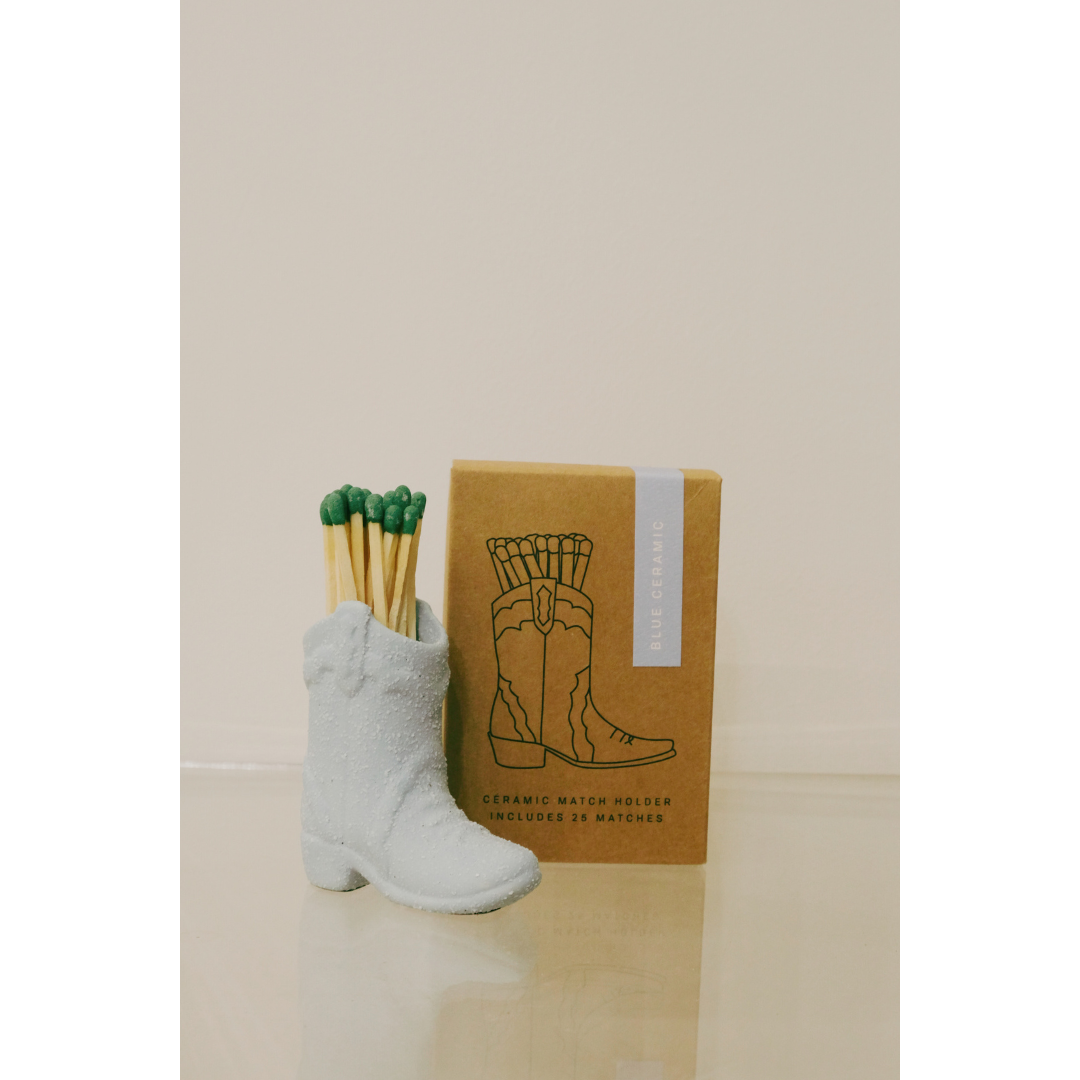 Light Blue Cowboy boot Matchholder