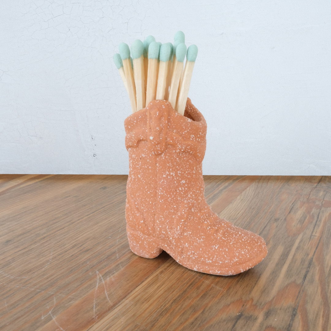 Terracotta Cowboy Boot Match Holder